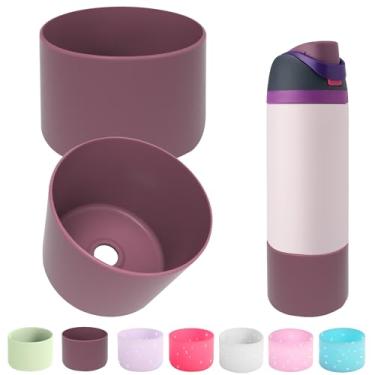 Imagem de 2 peças de bota de silicone para garrafa de água Owala 14/453.6 g 680.4 g 947.2 g 1,134.0 g, protetor de proteção antiderrapante para garrafas de água FreeSip, Twist e Flip (roxo escuro, 680 g)