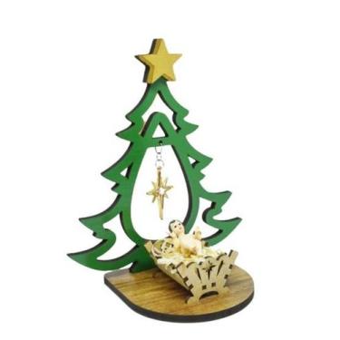 Imagem de Adorno de Mesa Árvore de Natal com Estrela e Menino Jesus - Zanato