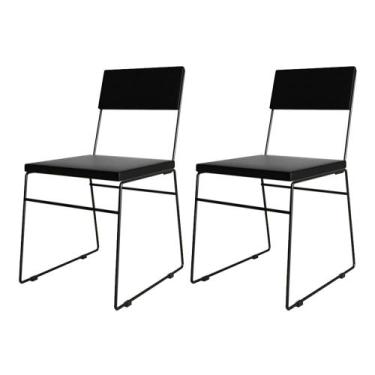 Imagem de Kit 2 Cadeiras de Jantar Málaga Assento material sintético Preto - AST