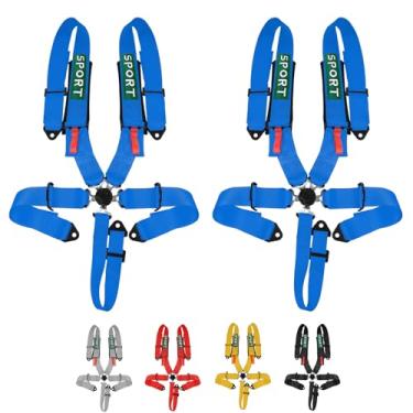 Imagem de DING.PAI 2 peças cinto de segurança de 5 pontos de corrida aprovado pela SFI proteção de assento almofadas de ombro resistentes liberação rápida mecanismo de trava de bloqueio de came ajuste para