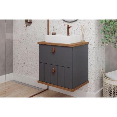 Imagem de Bancada de Banheiro Balcão Milano 1 Porta e 1 Gaveta c/ Cuba 60cm Tita