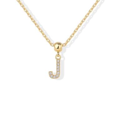 Imagem de PAVOI Colar delicado com letra inicial banhada a ouro 14K com pingentes - corrente ajustável com pingente de ouro com inicial feminina - pingentes removíveis com letras pequenas do alfabeto - joias