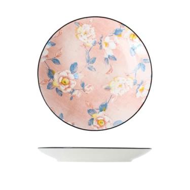 Imagem de Prato de refeição doméstico de cerâmica de camélia estilo chinês, prato de sopa, tigela de sopa, tigela de arroz, conjunto de utensílios de mesa - prato raso de 15 cm