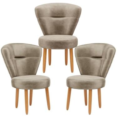 Imagem de Kit 3 Cadeiras para Estúdio de Beleza Camarim Tecido Veludo Confortavel Pés de Madeira (Cappuccino)