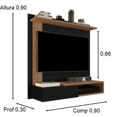 Imagem de Painel Turin Até 32p cor Preto / Freijó - Comprar Móveis em Casa
