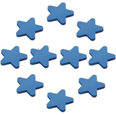 Imagem de Puxadores de armário de gaveta de crianças, puxadores e alças de quarto amarelo lua desenhos animados móveis puxadores de plástico estrela nuvem botão de porta (estrela azul de furo único)