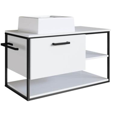 Imagem de Armário Gabinete Para Banheiro Suspenso 80x41x46cm Branco P1007 Basculante