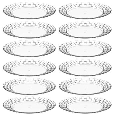 Imagem de Conjunto 12 Pratos Grandes Plástico Resistente 26cm Transparentes Crippa