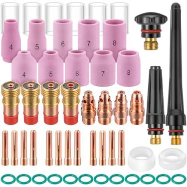 Imagem de Shimeyao Kit de consumíveis de tocha de solda Tig com 53 pinças, copos de cerâmica de alumina, 10 acessórios para copos de vidro para Wp-17/18/26