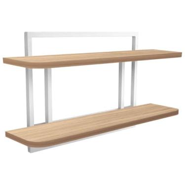 Imagem de Prateleira Decorativa 60x15 Sala Escritório Quarto Zafra - branco/jade