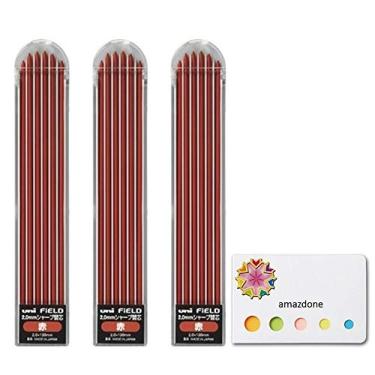 Imagem de Lapiseira Uni, Field, núcleo de substituição de 2,0 mm vermelho (U203101P.15), 6 pontas x conjunto de 3 = total de 18 pontas e notas adesivas amazdone