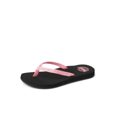 Imagem de REEF Chinelo feminino de praia Ginger, alça de tecido macio feito de 100% PET reciclado, Preto/rosa, 35