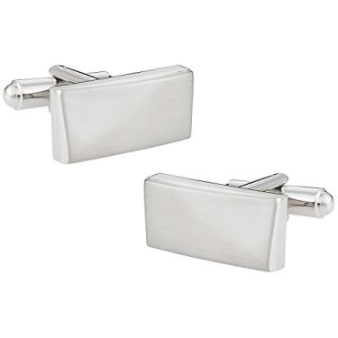 Imagem de Abotoaduras prateadas com ondas de cetim retangulares Cuff-Daddy com caixa de apresentação