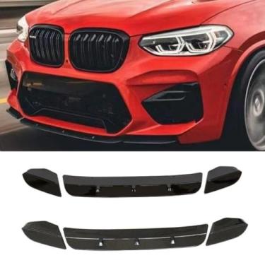 Imagem de Lábio do para-choque dianteiro do carro compatível com X3M X4M F97 F98 2019-2021 divisor dianteiro difusor spoiler body kit acessórios para carro (preto brilhante)