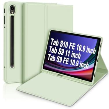 Imagem de Capa tablet Para Samsung Galaxy Tab S9 FE 10.9"/S9 11", Case Anti Impacto, Estojo de teclado magnético removível com suporte para caneta S (Verde)