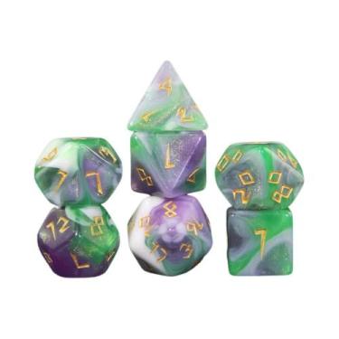 Imagem de Conjunto De Dados Poliédricos Com Glitter De Cores Mistas, 7 Peças D4 
