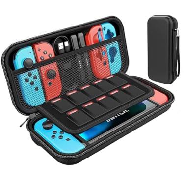 Imagem de Case para Switch OLED e Switch | Estojo Rígido Portátil com Compartimentos, Capa Protetora de Viagem com Espaço para Jogos e Acessórios – Resistente à Água e Impactos