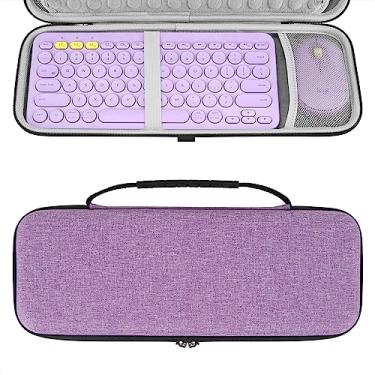 Imagem de GEEKRIA Estojo de transporte para teclado K380 + mouse M350, bolsa protetora de viagem para teclado compacto pequeno, compatível com o combo Logitech Pebble 2, Logitech K380s + M350s (lavanda)