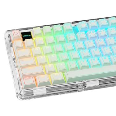 Imagem de GEKUCAP Teclas PBT estilo minimalista, conjunto de teclas Shine Through Doubleshot 142 teclas, teclas de teclado Cherry Profile para teclados mecânicos Gateron Cherry MX Switchs