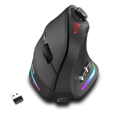 Imagem de Mouse para jogos com 5 D Rocker, mouse vertical sem fio com [24000 DPI] [12 botões programáveis], mouse de computador para jogador/PC/E-Sports/Laptop (preto)