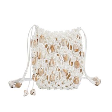 Imagem de Bolsa transversal pequena de tecido para mulheres Boho bolsa de celular leve e fofa bolsa de praia de malha de verão para férias e viagens, Bege, Bolsa tiracolo feminina