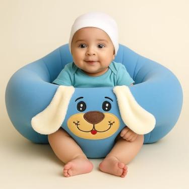Imagem de Cadeira de sofá de Apoio para Assento Em Formato de Animal de Pelúcia para Hábitos de Sentar Corretos, Assento de Apoio Infantil Leve e Portátil, Pelúcia Macia para Manter(Cachorrinho Azul)