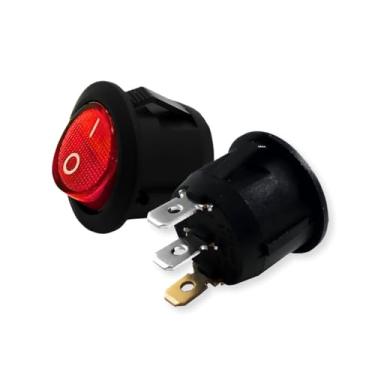 Imagem de 03 Botão Gangorra Redondo On/Off Luz Colorida KCD1-105 (Vermelho)