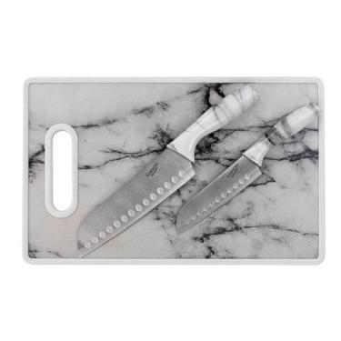 Imagem de Jogo Faca Cozinha Inox Com Tabua De Corte - Gibson Home