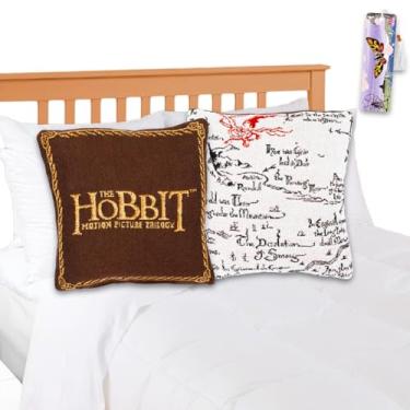 Imagem de NEW LINE CINEMA Pacote com 2 almofadas decorativas Senhor dos Anéis – Pacote com 2 almofadas de pelúcia LOTR para acessórios de quarto e marcador de página | Conjunto de acessórios do Senhor dos Anéis