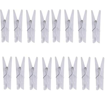 Imagem de Mini pinos de plástico, 100 peças de clipes de papel utilitários transparentes de 3 cm, prendedores de roupa, mini alfinetes de roupas para fotos, cordão de luzes de fadas (100)