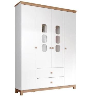 Imagem de Guarda Roupa Infantil 4 Portas 150 cm Aconchego Henn, Branco Jequitiba