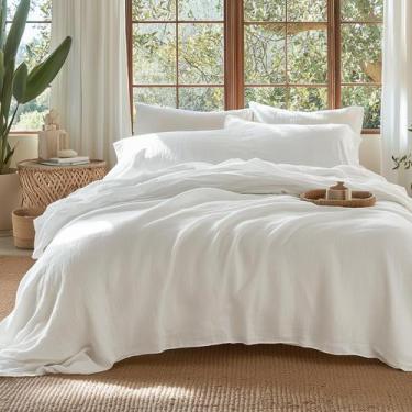 Imagem de Funda de Edredón Bedsure de Algodón Muselina 100% Tamaño King Blanco