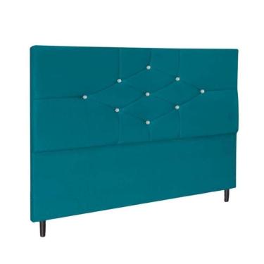 Imagem de Cabeceira Cama Box Casal 140 Cm Virgínia Suede Azul Tiffany