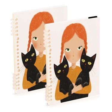 Imagem de Burbuja Cadernos com nome, papel pautado universitário A5 com 60 folhas, fichário para escritório, 2 unidades