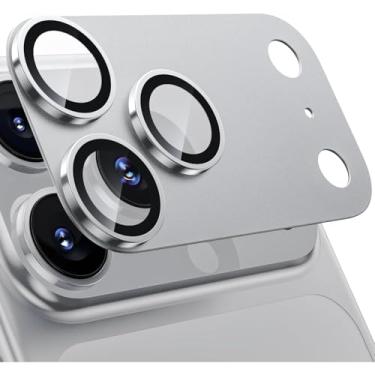 Imagem de Protetor de lente de câmera Armor para iPhone 17 Pro 17 Pro Max alumínio anel de metal tampa de filme de vidro temperado (prata, para 17 pro)