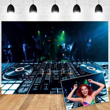 Imagem de OERJU Pano de fundo DJ Club Equipamento de som DJ fundo de boate tema dos anos 70, 80, 90, rock, dança, discoteca, decoração de festa, banner, artigos de festa de aniversário, adereços para cabine de