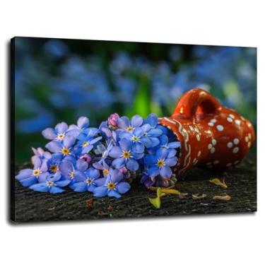 Imagem de Forget Me Nots Pôster Vasos Impressões em Tela Flores Arte de Parede Para Casa 1 Painéis Decorações Com Moldura 25,4 x 20,3 cm