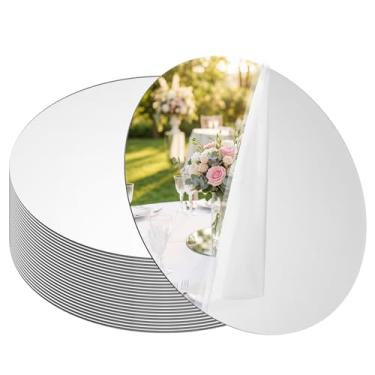 Imagem de SUREAM Espelhos redondos para centros de mesa, 24 pacotes de espelhos de 2 mm para artesanato, ideal para velas, casamento, peça central, chá de bebê, Natal, decoração de festa (redondo, 20 cm)