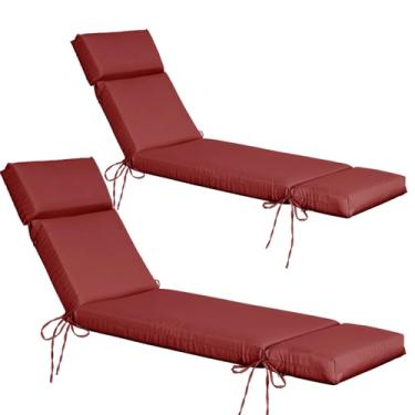 Imagem de Jadoxy Conjunto de 2 almofadas de espreguiçadeira resistentes à água e ao desbotamento, almofadas de substituição para espreguiçadeiras para pátio, piscina, varanda, terraço, gramado (70,5 x 22,3 x