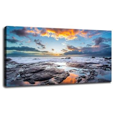 Imagem de 913 Coast Wall Art Paisagem Impressão em Tela Pôster Ondas para Casa Conjunto de 1 Decorações com Emoldurado 91,4 cm x 50,8 cm