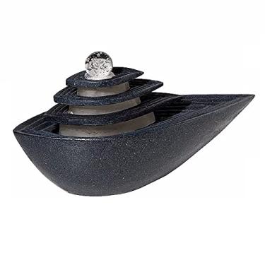 Imagem de ornamentais Fonte de água de mesa interna preta com luzes LED bola rolante relaxamento fonte de mesa cascata decoração de casa relaxamento