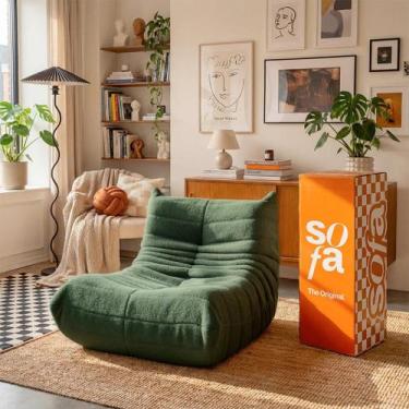 Imagem de Poltrona Puff Design Retro 1973 em Boucle Macio e Confortável  Sofá na