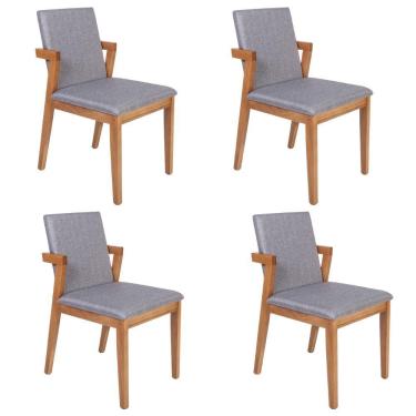 Imagem de Conjunto 4 Cadeiras Estofadas Luna Cinza Escuro