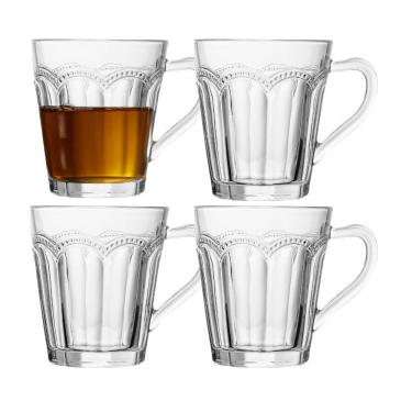 Imagem de Jogo 4 Xícara De Chá Café Belle Epoque Vidro Resistente Transparente 180ml Lyor