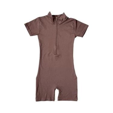 Imagem de Macacão Feminino De Verão Com Zíper E Manga Curta Para Academia, Fitne