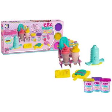Imagem de Kit Massinha Cry Babies Sorveteria Divertida - Cotiplas com Acessórios