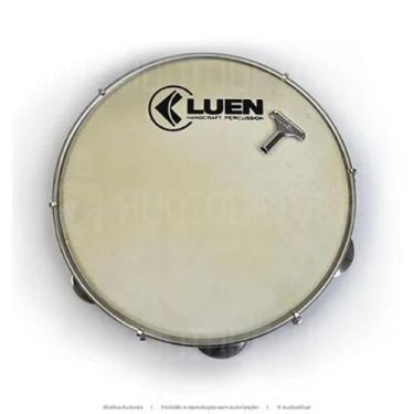 Imagem de Pandeiro 10 abs branco aro plat inox pele animal 06 afin sples - LUEN