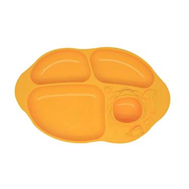 Imagem de Prato Com Divisória e Sucção 4 Compartimentos Girafa, Marcus e Marcus, Amarelo, Pequeno