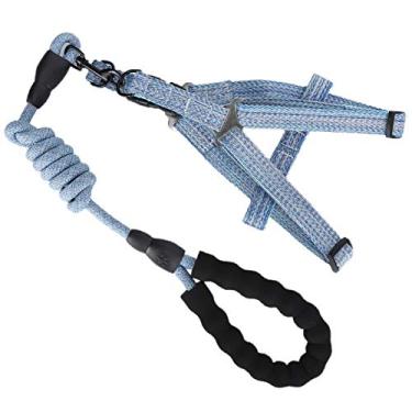 Imagem de 01 02 015 Peitoral para animais de estimação, design de colete azul antiperda ajustável com guia para cães (G (adequado para 15 a 45 kg))
