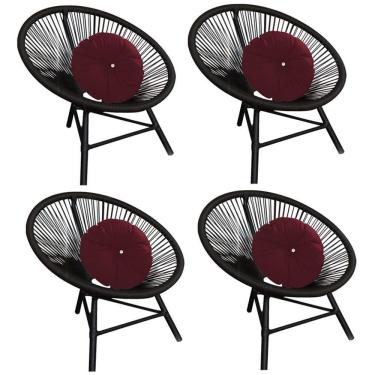 Imagem de Kit 04 Poltrona Cadeira Suede Marsala Bordô